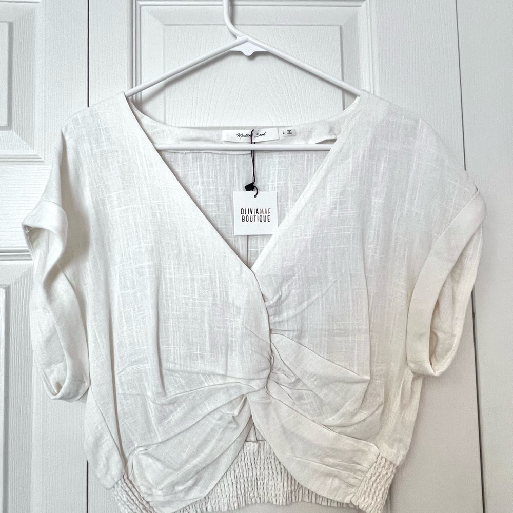 Mustard Seed White Textured Blouse